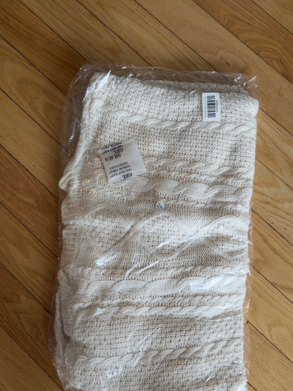 Soft Cable Knit Throw Blanket - Cream